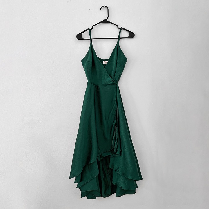 Emerald Green Sleeveless Wrap Dress