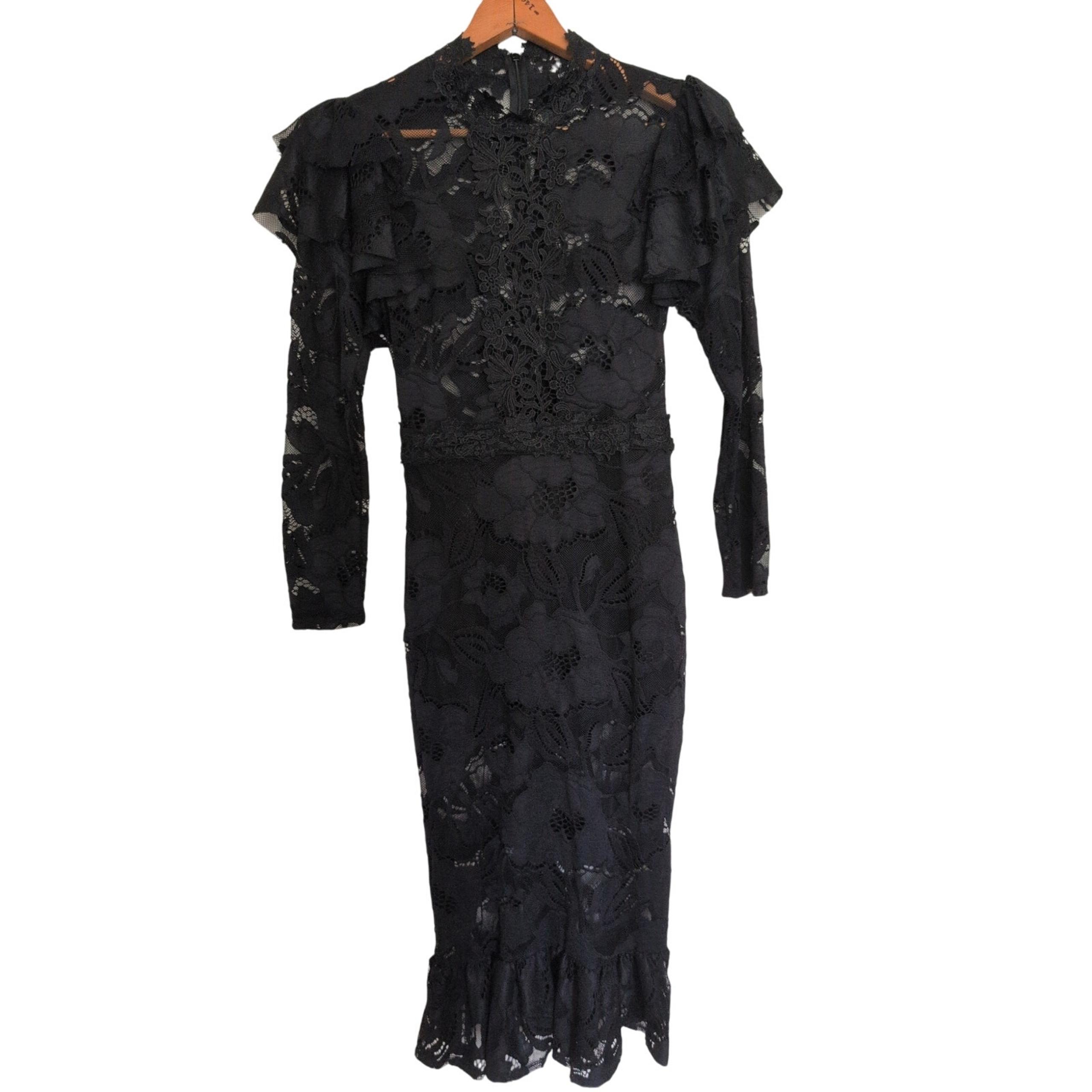 Sheer Mesh Lace Midi Dress Small Floral Whimsigoth Witchy Fairy Grunge Romantic