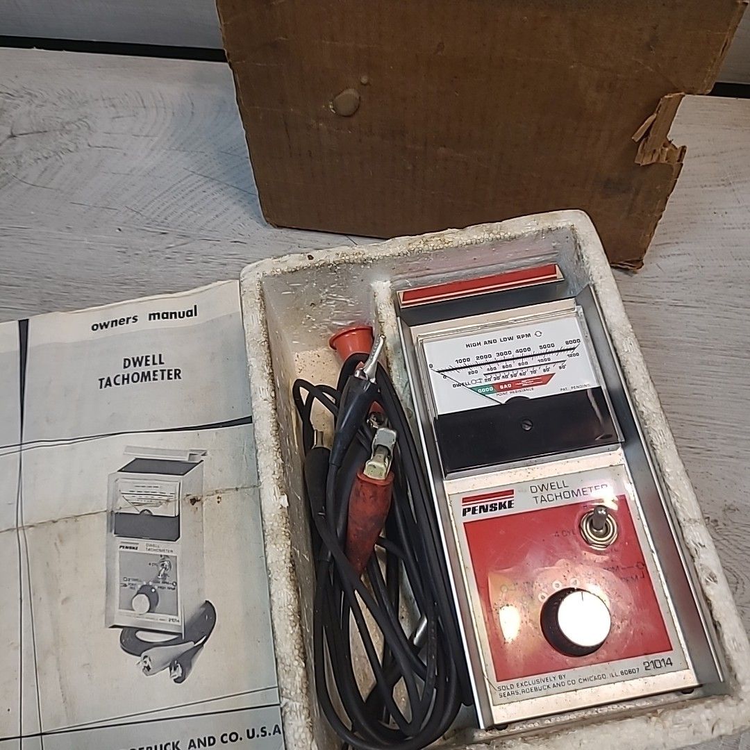 Sears Roebuck Penske 244.21014 Dwell Tachometer Original Box + Manual Untested