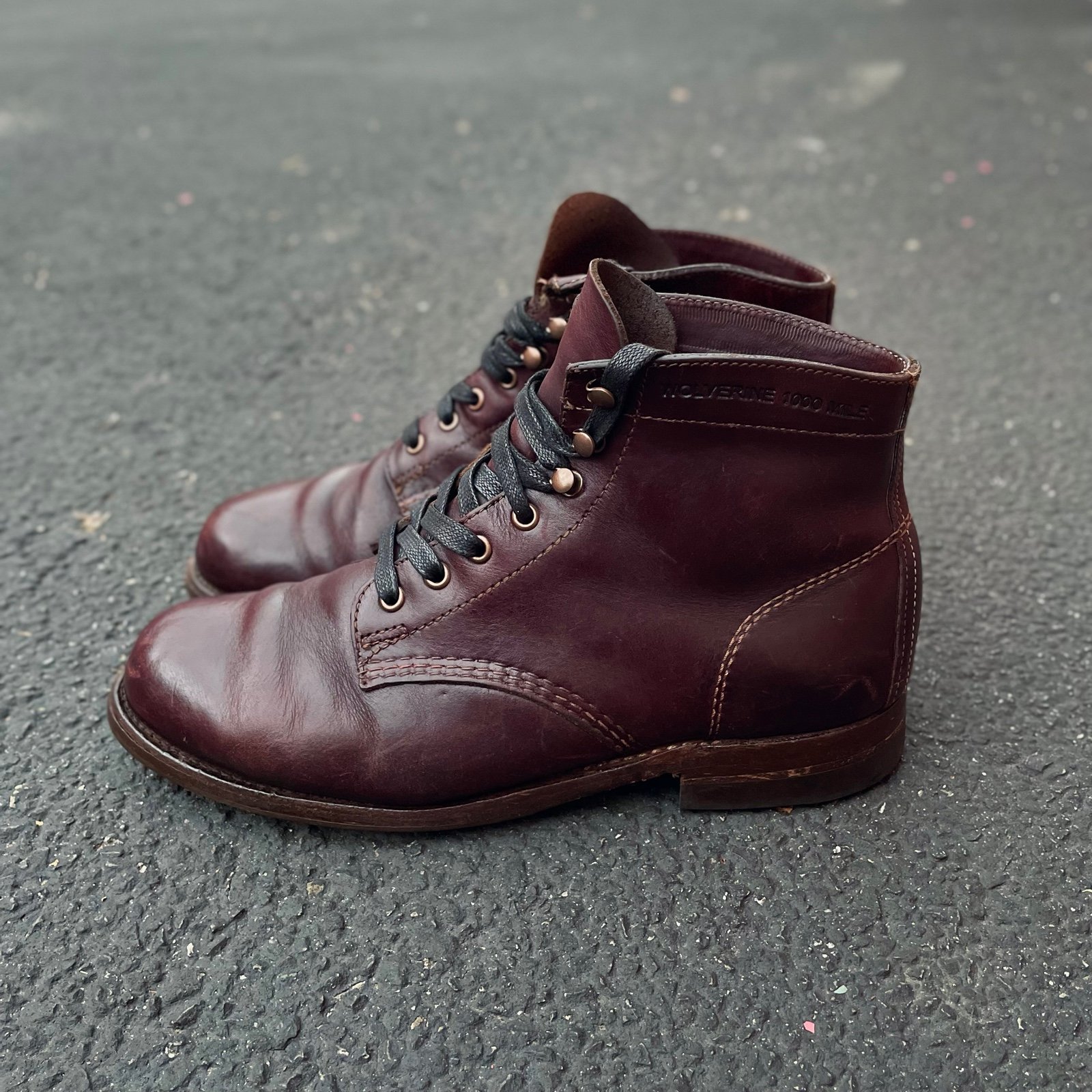Mens Wolverine 1000 mile Rockford plain toe leather work boots size 8.5