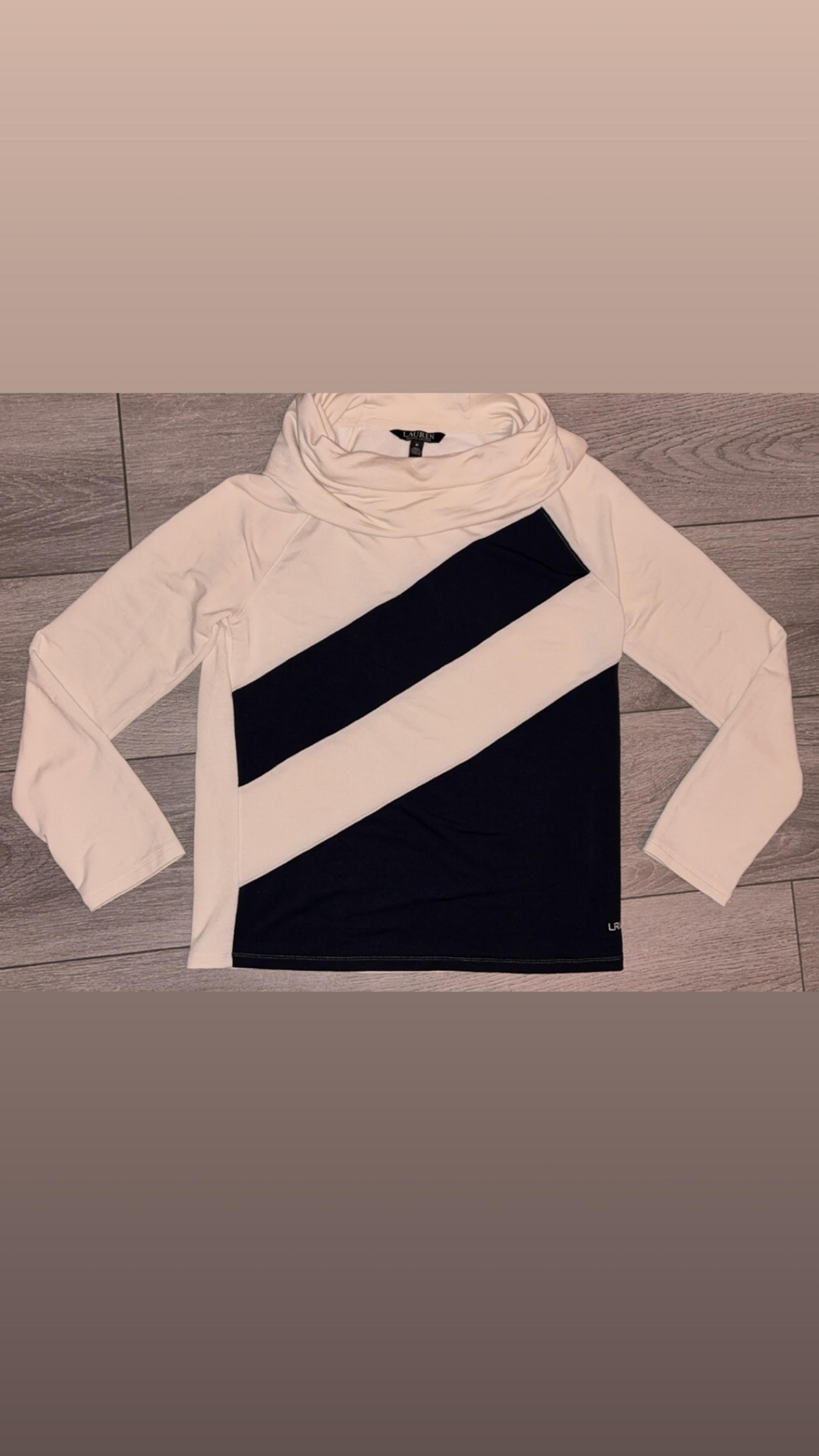 Lauren Ralph Lauren Women’s Cowl Neck Sweater Size Medium Black White EUC