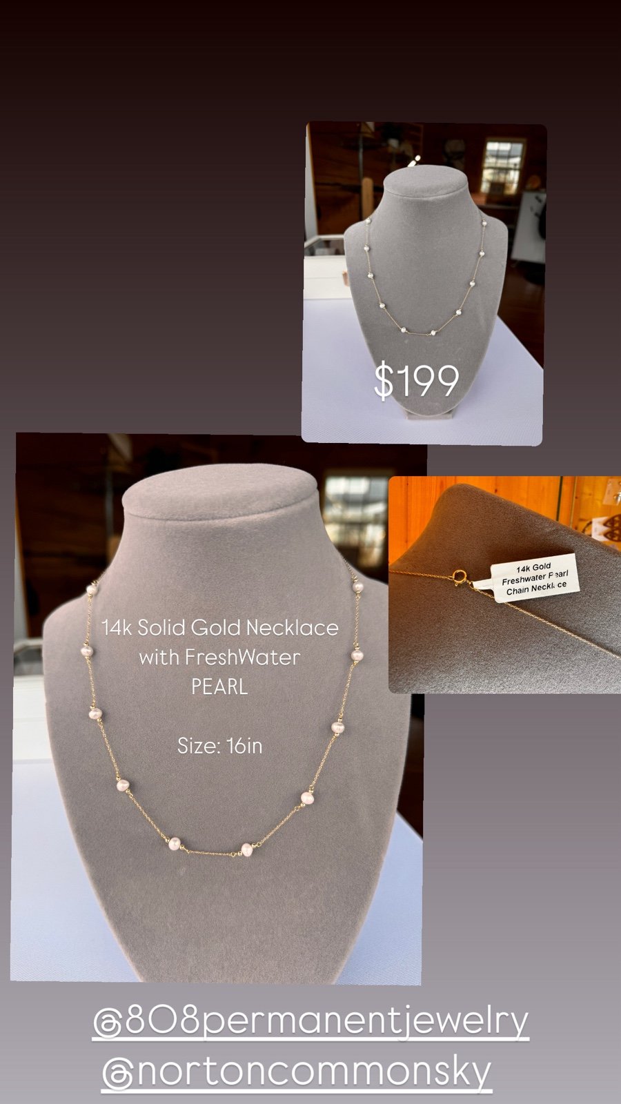 Necklace 14K solid gold with Freshwater pearl