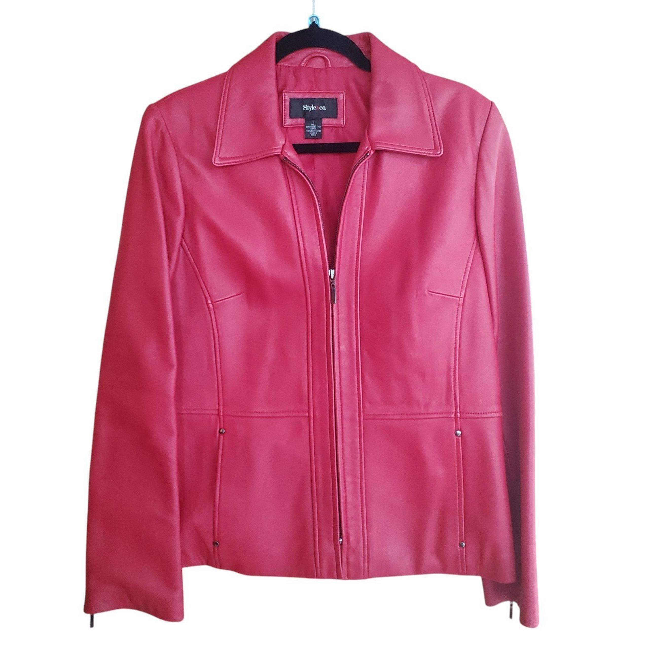 Style & Company Red Leather Jacket large