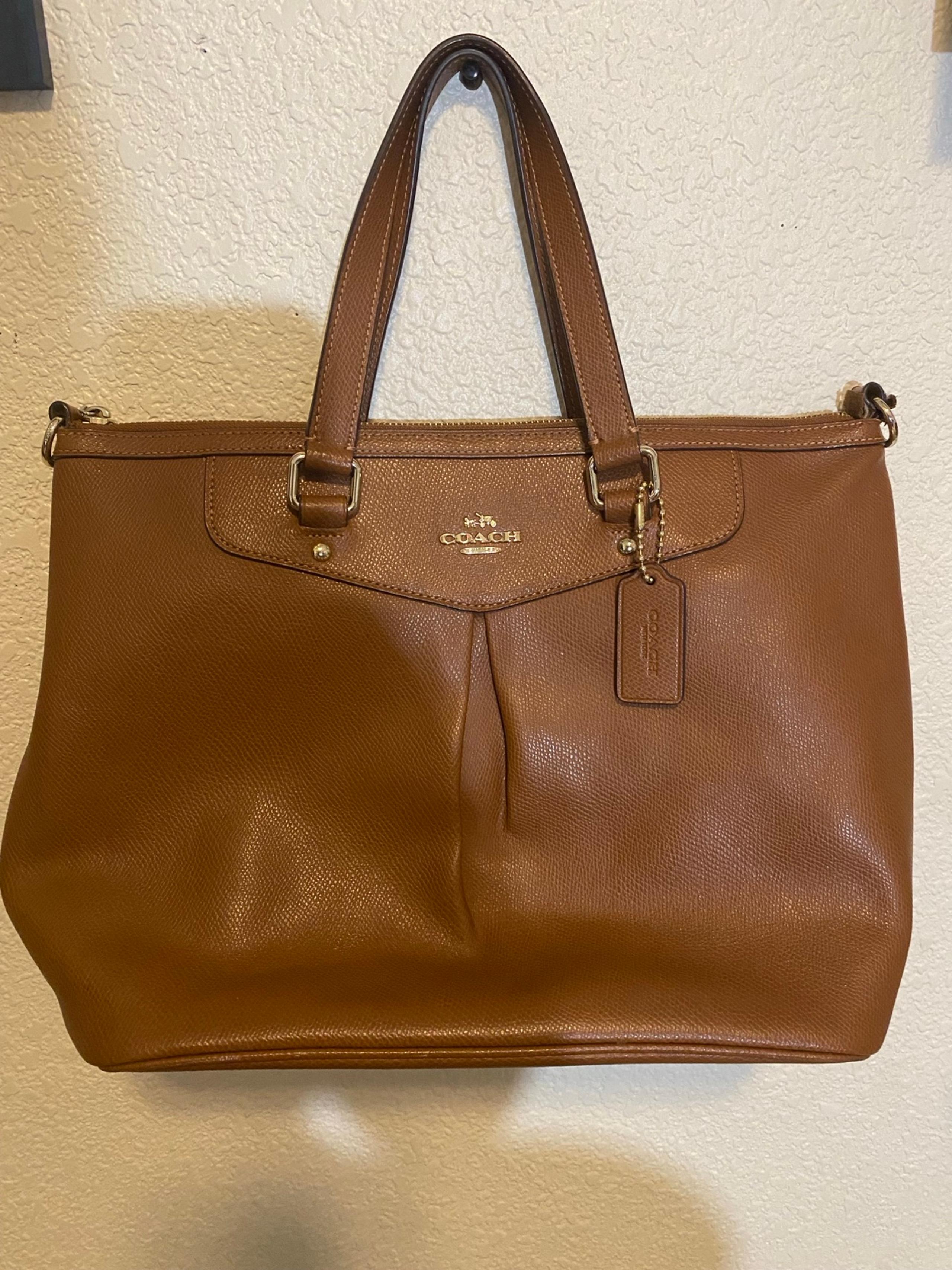 Coach Camel Tan Brown Leather Satchel Bag Purse Gold Color Hardware