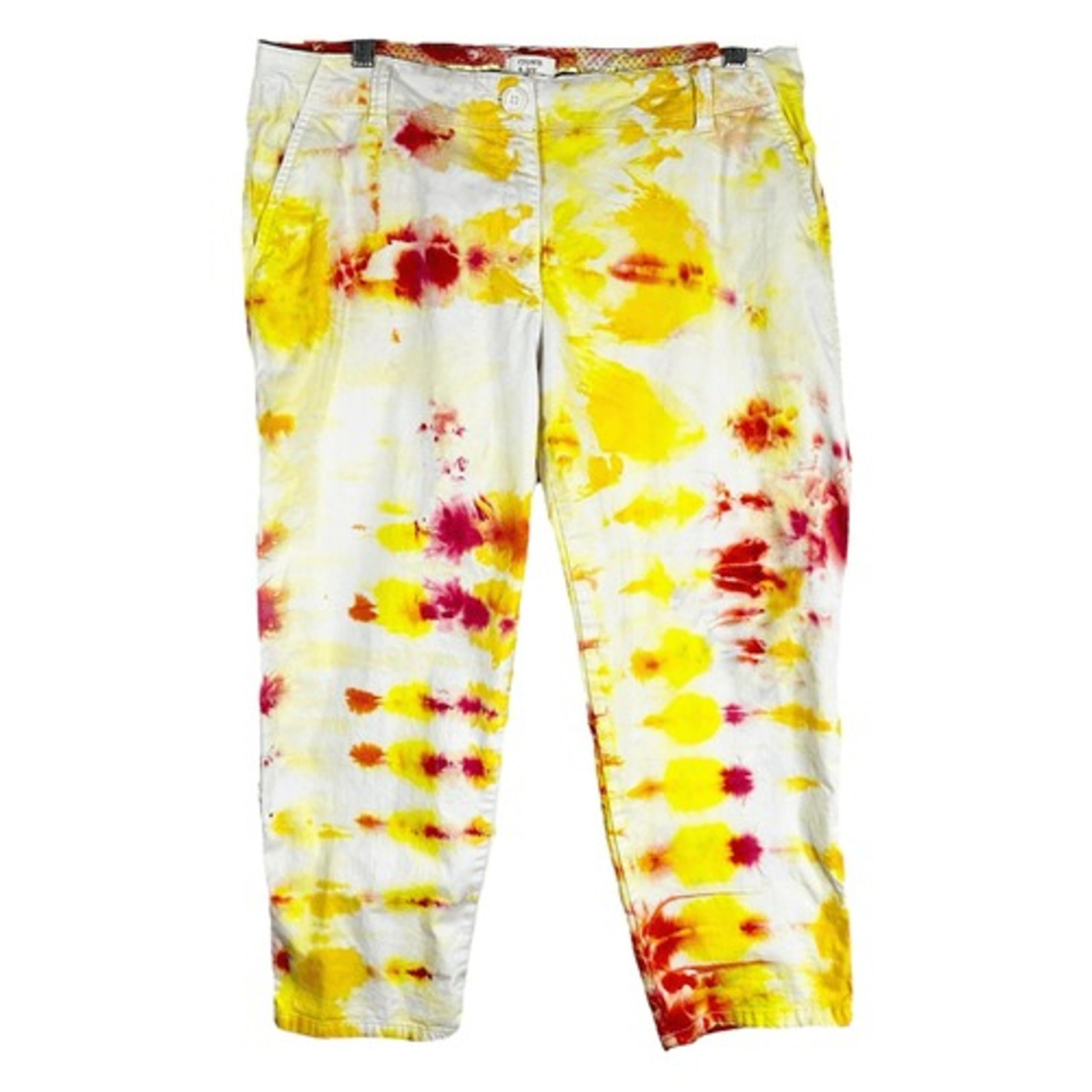 Crown Ivy Plus Size 12 Cropped Pants Sunshine Town Tie Dye Yellow Orange 495