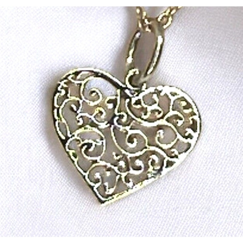 Sterling Silver Heart Filigree Pendant Necklace Open Work Stylish Fashion NWT
