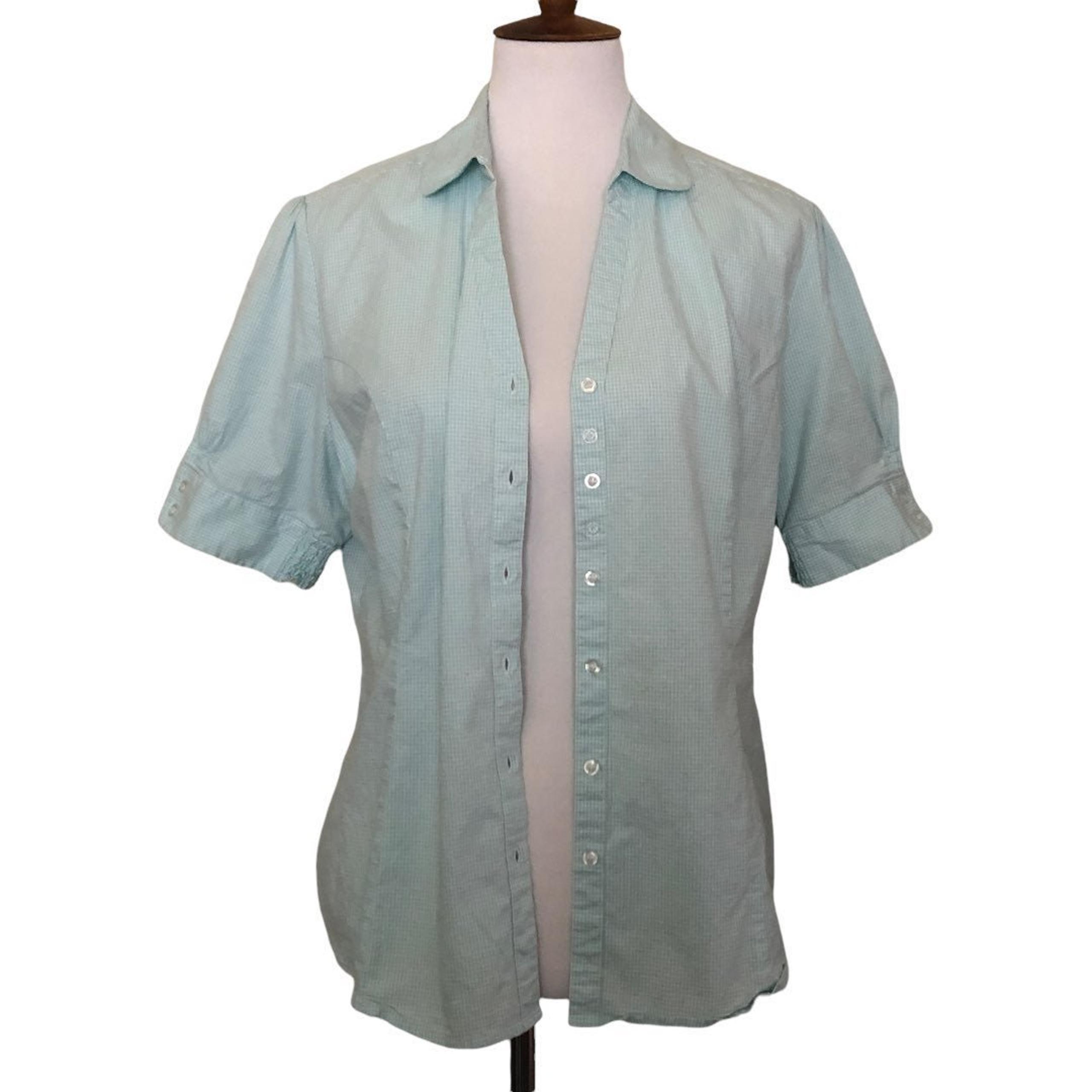 Riders By Lee Women's Top Size Large Gingham Short Sleeves