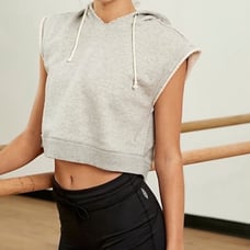 Free People Movement Swoop Crop Sleeveless Hoodie Women’s Medium Grey Athleisure