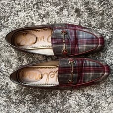 Sam Edelman Women's Loraine Bit Loafer Almond Toe Leather Plaid Multicolor 6.5M