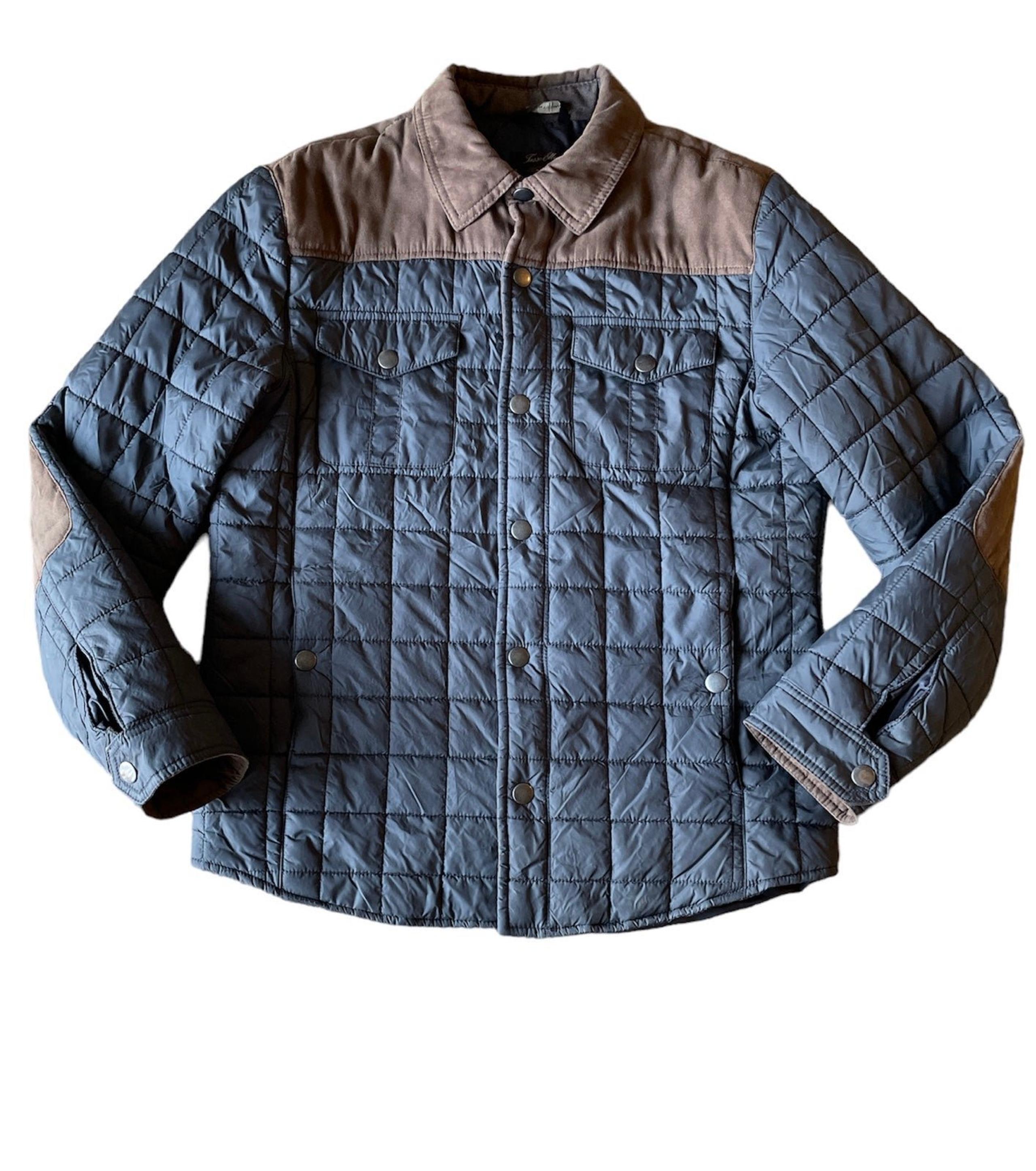 Tasso Elba Mens Quilted Jacket with Elbow Patches -Size Medium