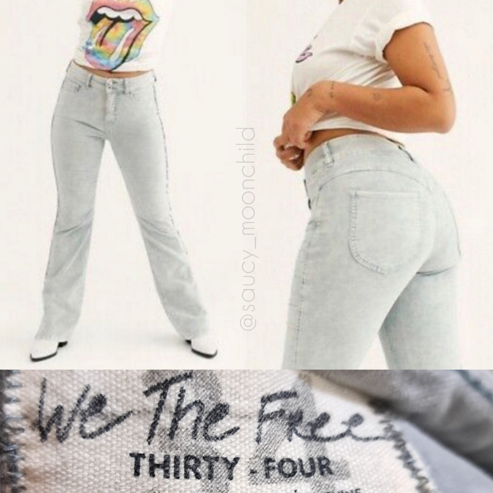 We the Free • Flare Leg Curvy Jeans Pants 34 Slit Hem Velvet Velour Soft Retro