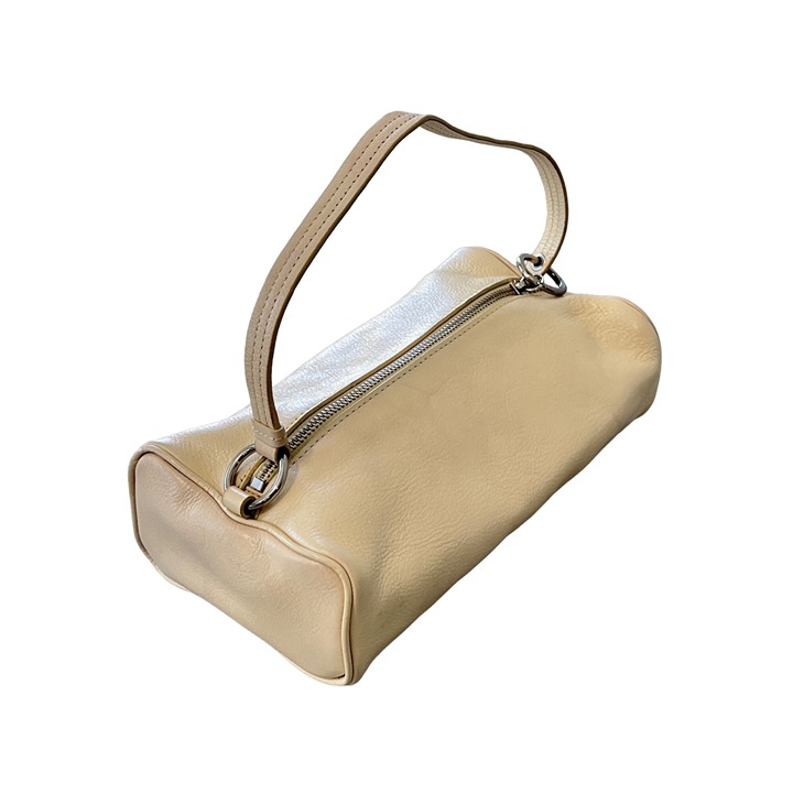Latico NJ USA Clutch Pouch Handbag Beige Genuine Cowhide Leather Cosmetic Bag
