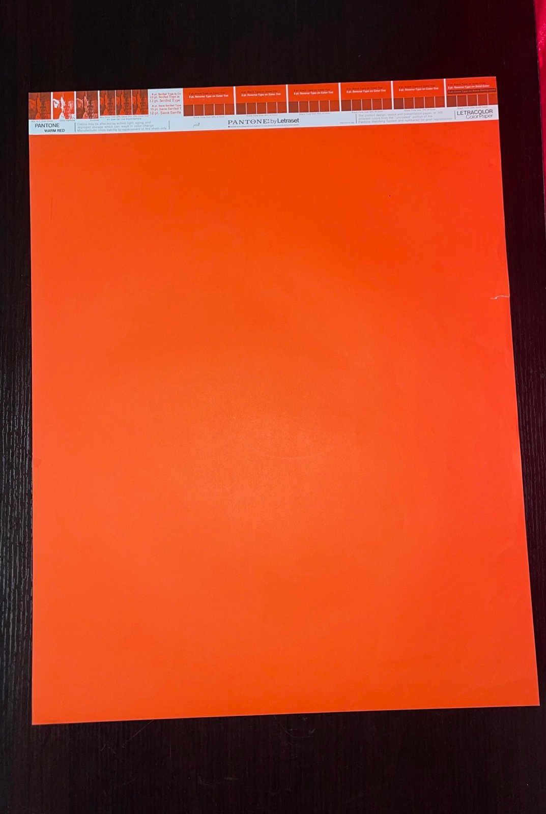 Vintage Pantone by Letraset • Letracolor Color Paper Warm Red • 26”x20” *RARE*