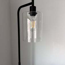Glass Shade Tall Standing Floor Lamp For Living Room & Bedroom (Warm Light W/ Bu