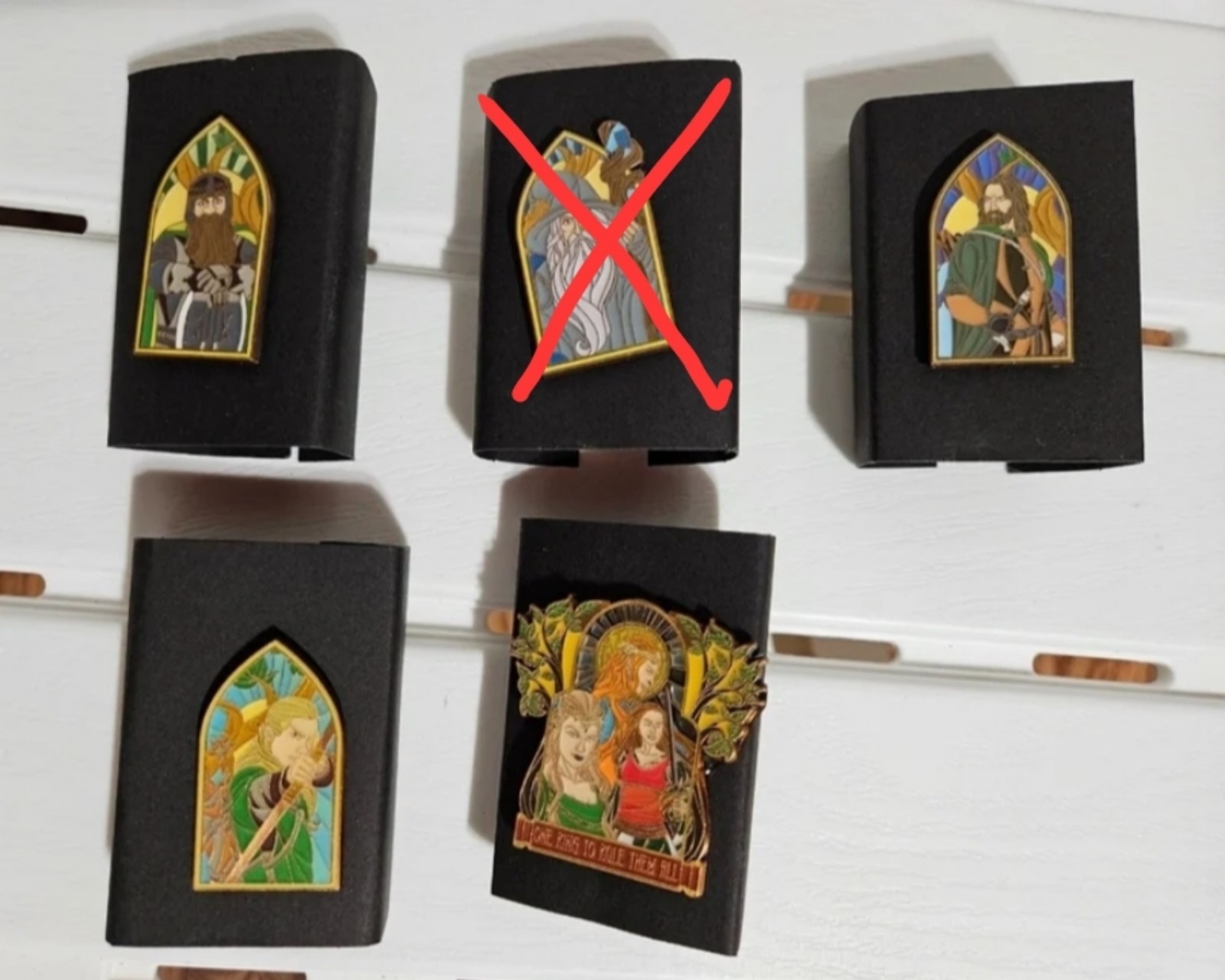 The Lord of the Rings Characters Arch RARE Stained Glass SET of 4 Enamel Pins