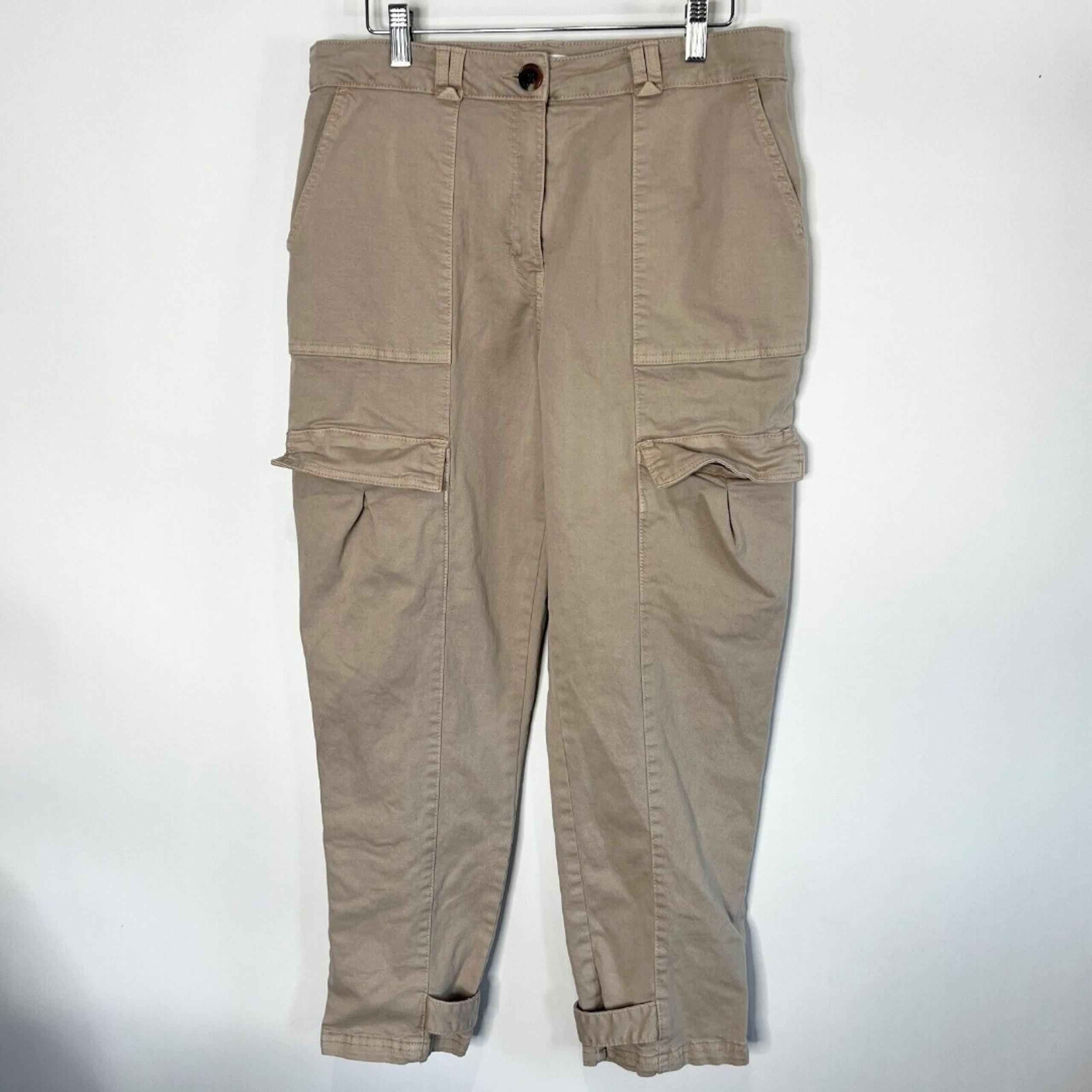 H&M Cargo Pants Tan Flap Pockets Women's Size 10