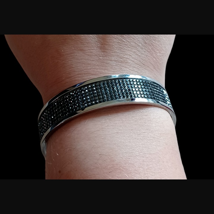 Dyrberg Kern Steel Pave Crystal 7.75 Bangle Bracelet