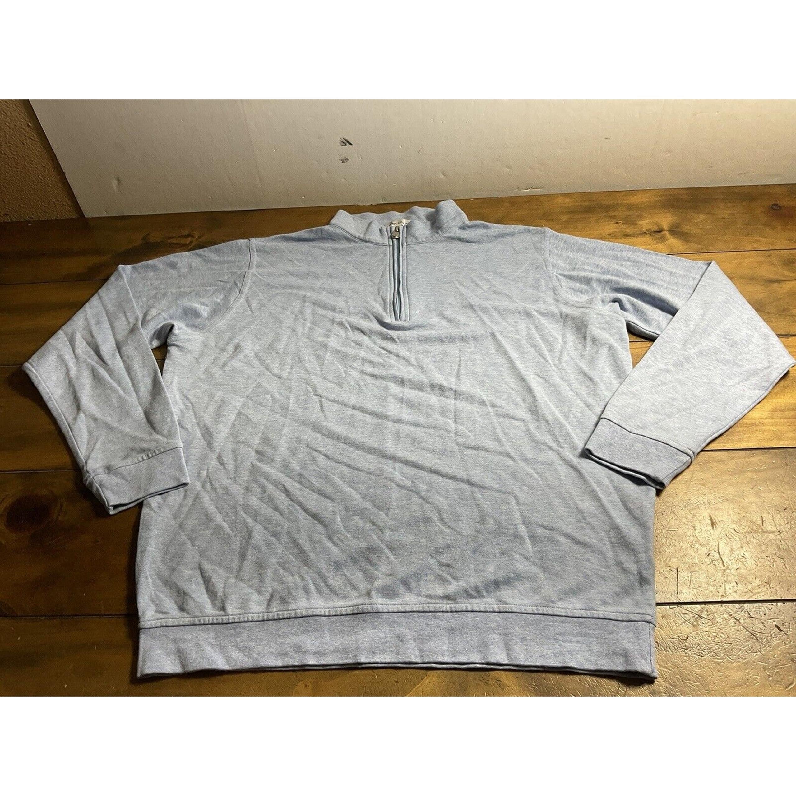 Peter Millar Sweater Mens Size Large Quarter Zip Light Blue Cotton Modal Golfer