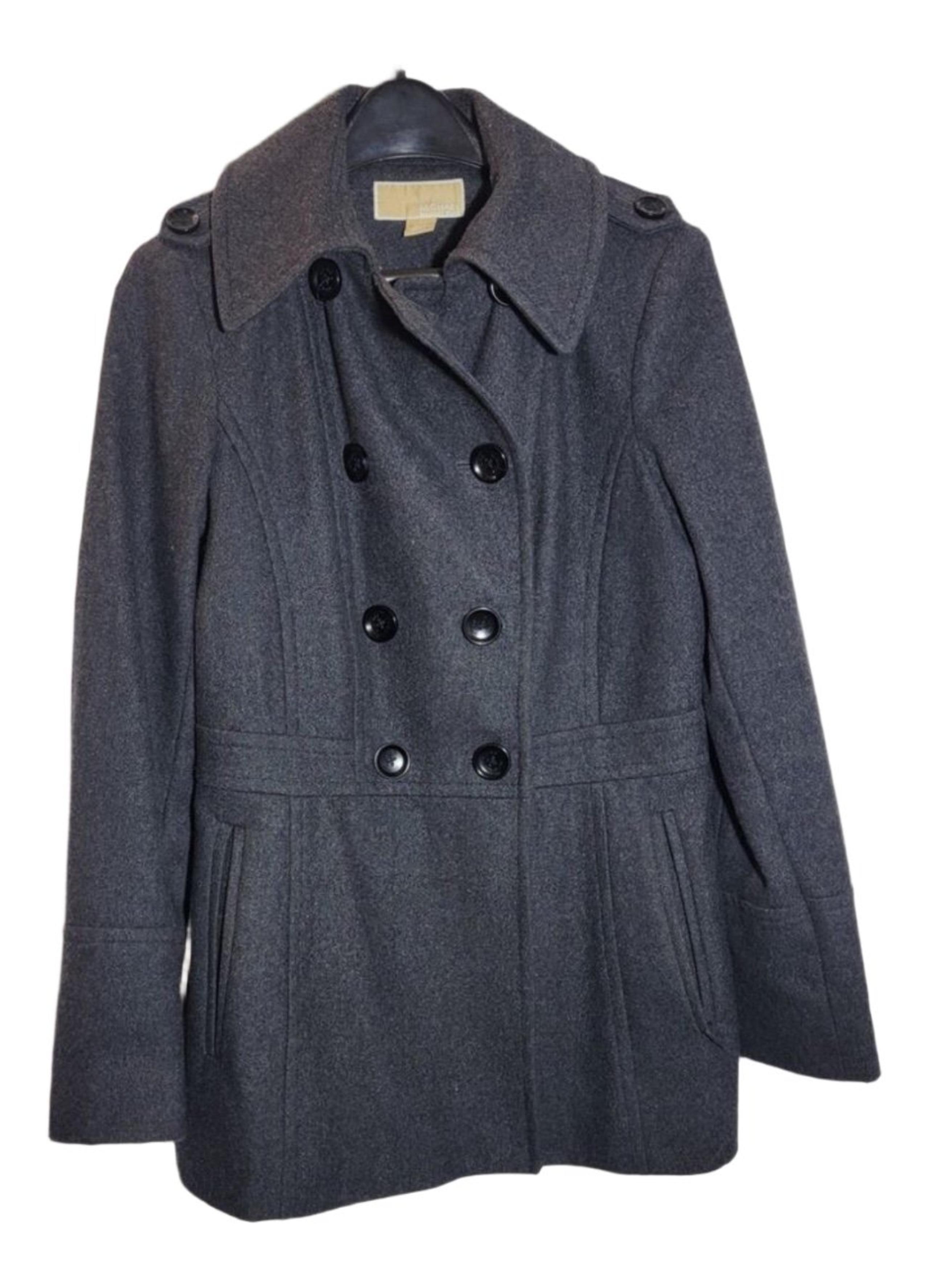 Michael Kors Heather Gray Peacoat Double Breasted Wool Blend Womens Size Medium