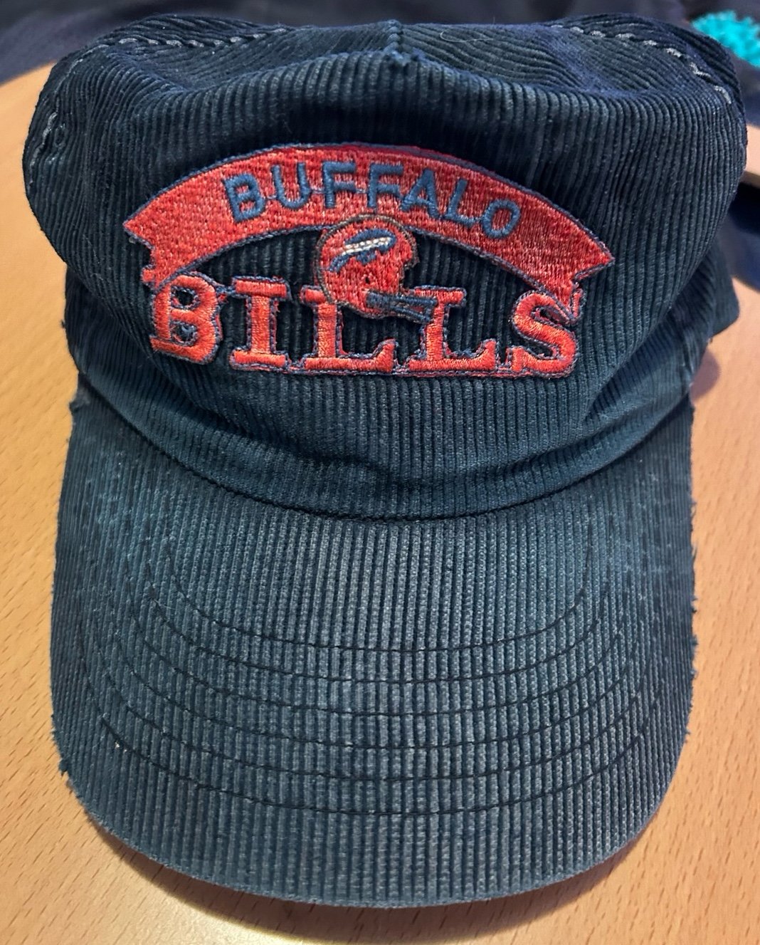 Vintage Buffalo Bills Corduroy Strapback Hat | Blue/Red | Distressed 80s/90s NF