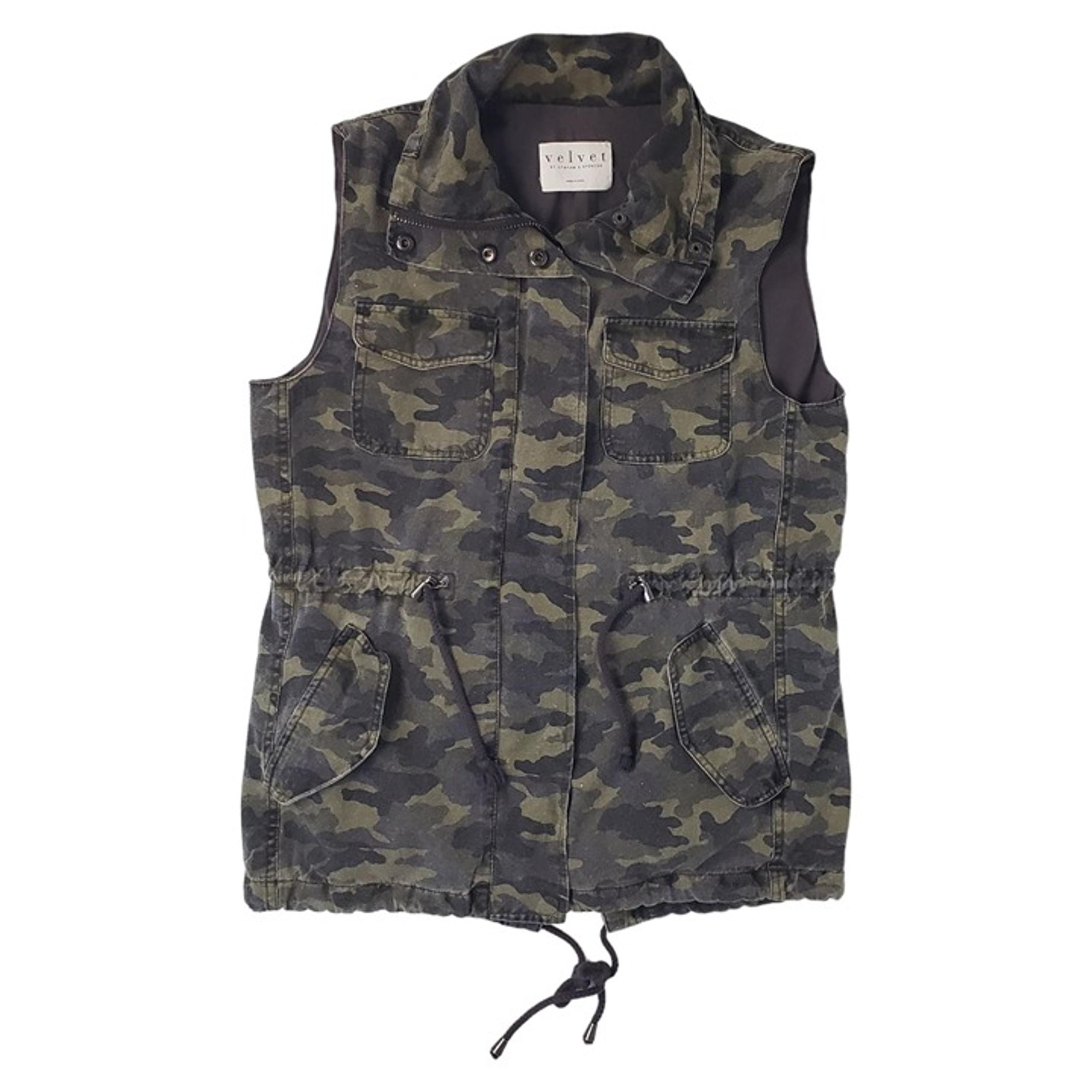 Velvet by Graham & Spencer Anthropologie Blair Army Tie Waist Vest Green Size S