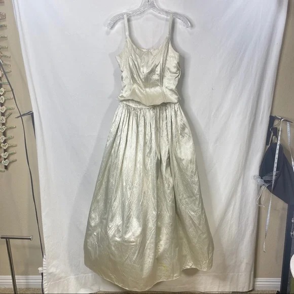 Jessica Mcclintock Gunne Sax 9/10 Women's Gold Party Dress Period Dress w/Tulle