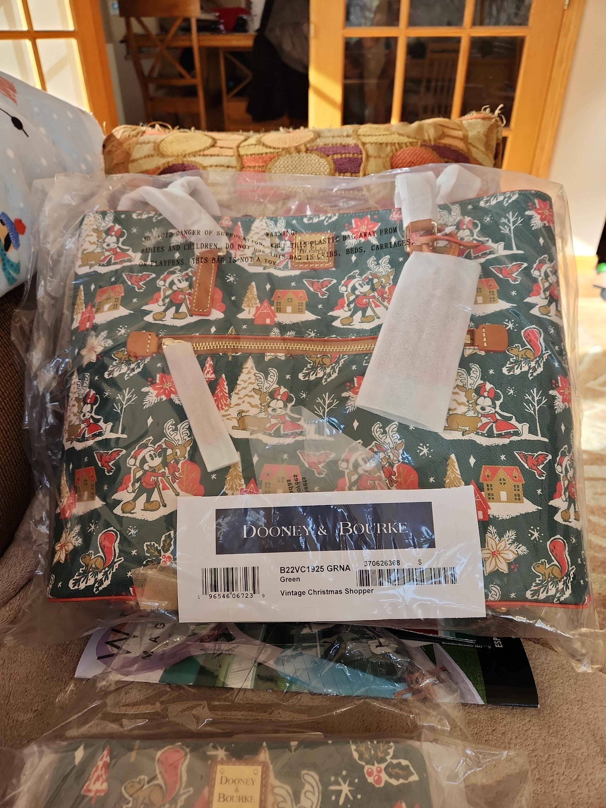 Dooney and Bourke Disney Vintage Christmas Shopper tote and Wallet.  NWT. NIP
