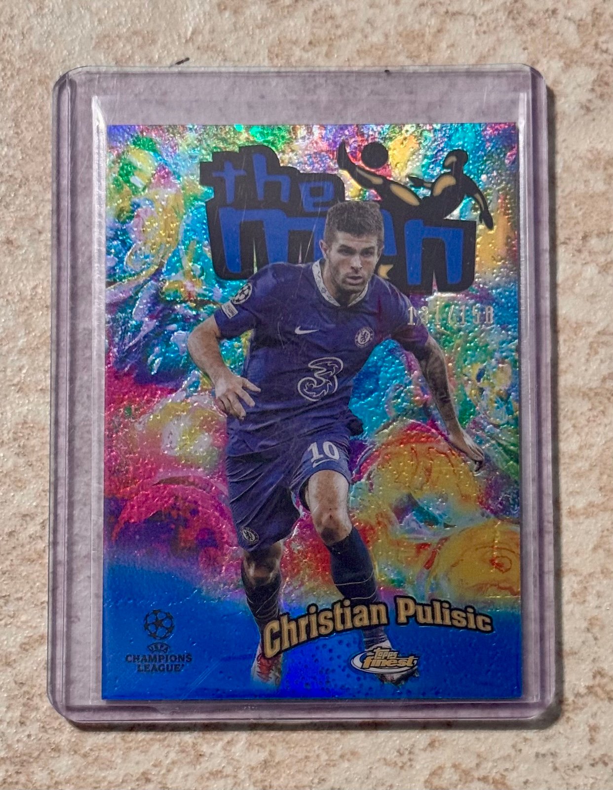 2022-23 Topps Finest UEFA Christian Pulisic The Man Blue #d/150 SSP Color Match