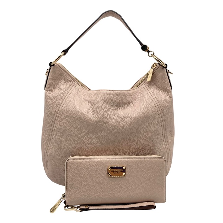 Michael Kors Blush Pink Pebbled Leather Shoulder Bag & Wallet