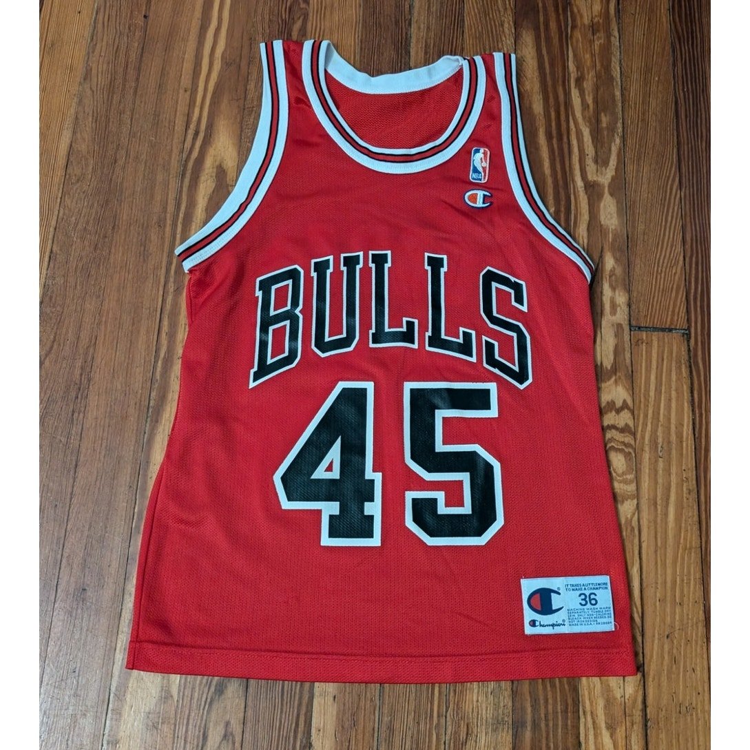 Champion Chicago Bulls Michael Jordan Jersey Mens Size 36 Small