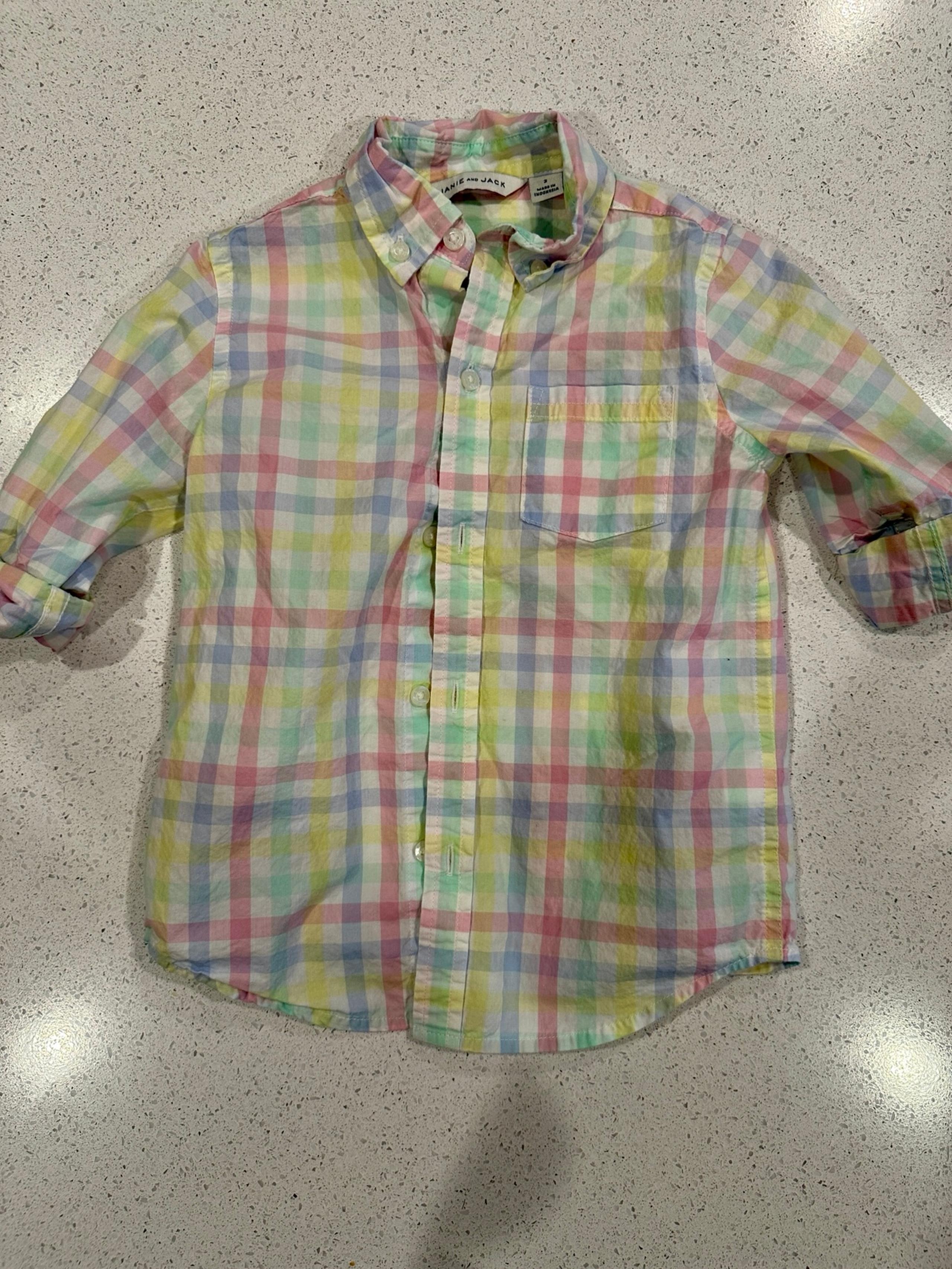 Janie and Jack boys pastel Easter long sleeve button down size 3
