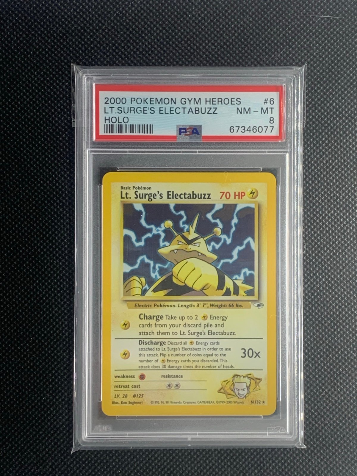 Pokemon Gym Heroes Lt. Surge’s Electabuzz Holo PSA 8