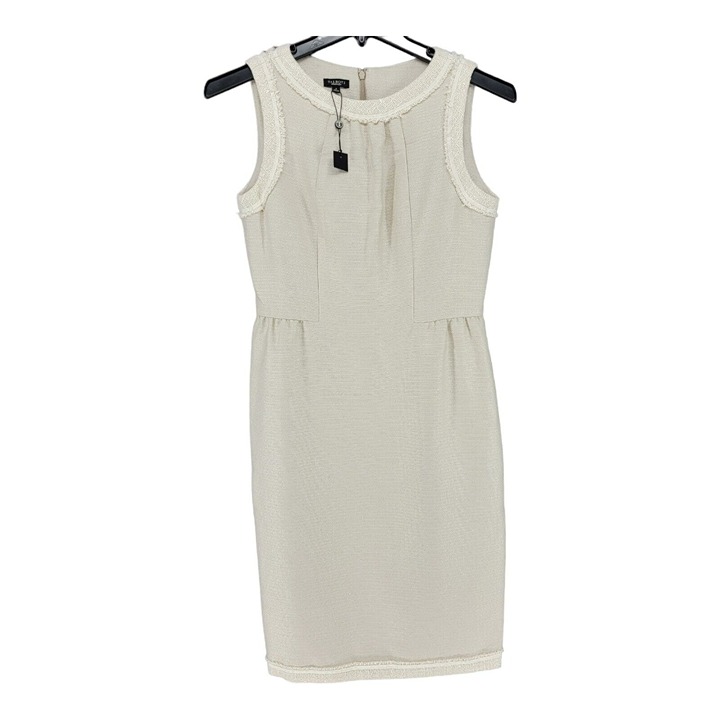 Talbots Womens Dress Sheath 4 Sleeveless Tweed Beige Neutral Work Office Career
