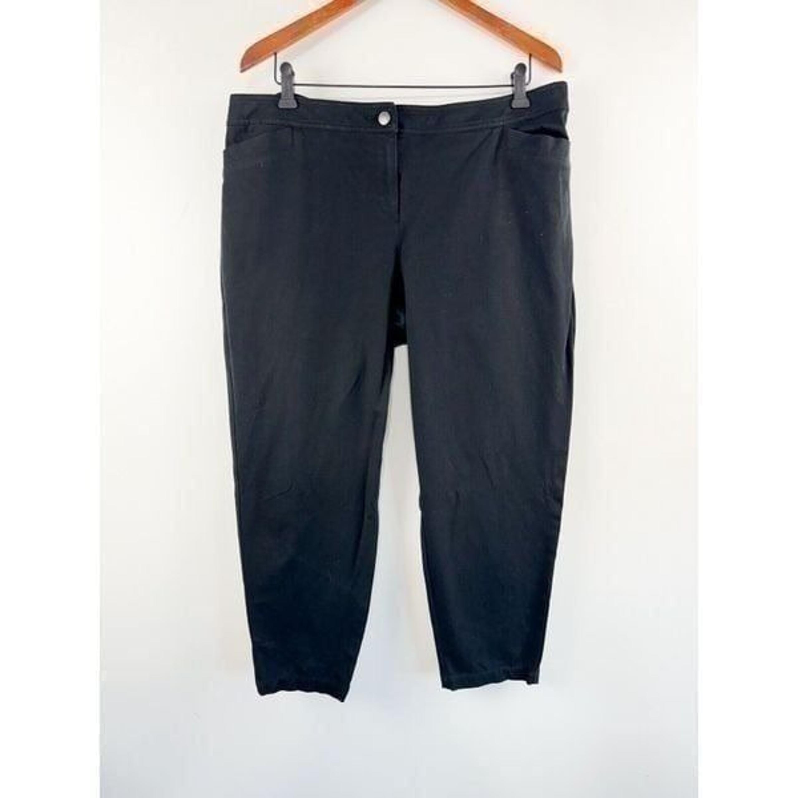 Eileen Fisher Womens Dress Pants Sz XL Black Cotton Stretch Tapered Leg