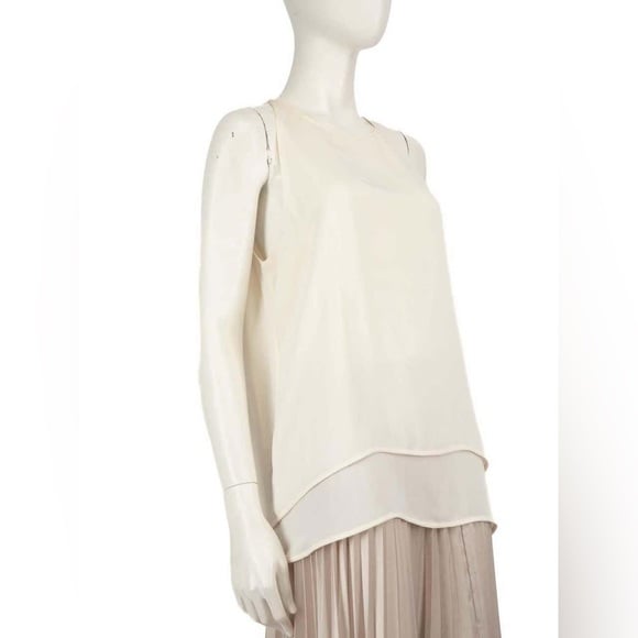 Theory Lyalka Double-Georgette Top, Frosted Ecru Large