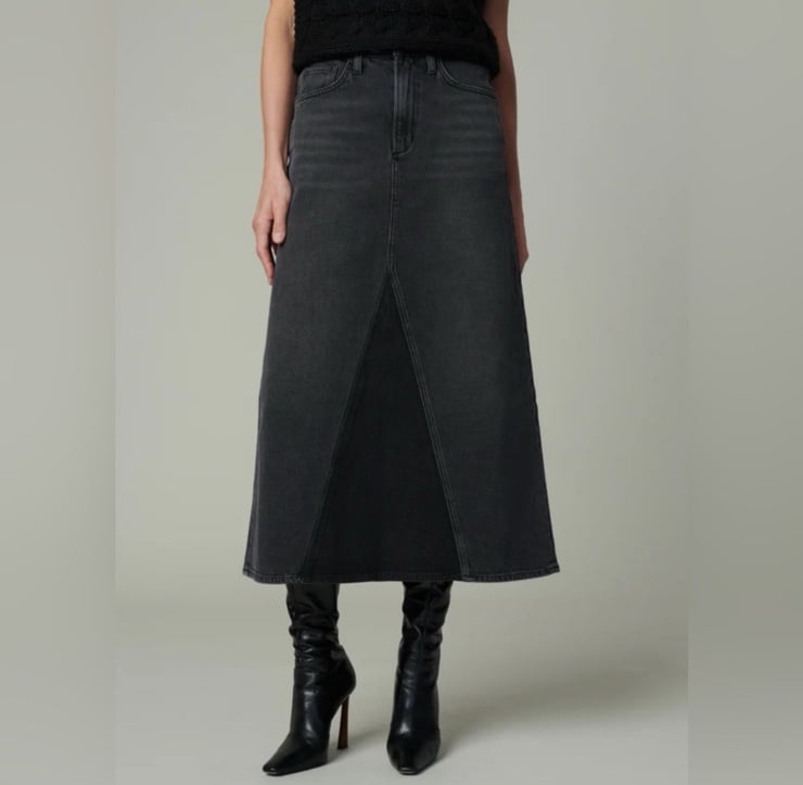 Joe’s NWT Denim Black & Gray Maxi Skirt With Side and Back Pockets Size 29