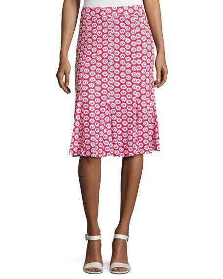 Tory Burch Jada Floral-Print Godet Skirt