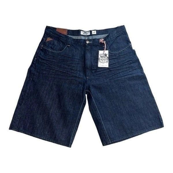 Akdmks Dark Wash Checkered Denim Streetwear Shorts Men's 42