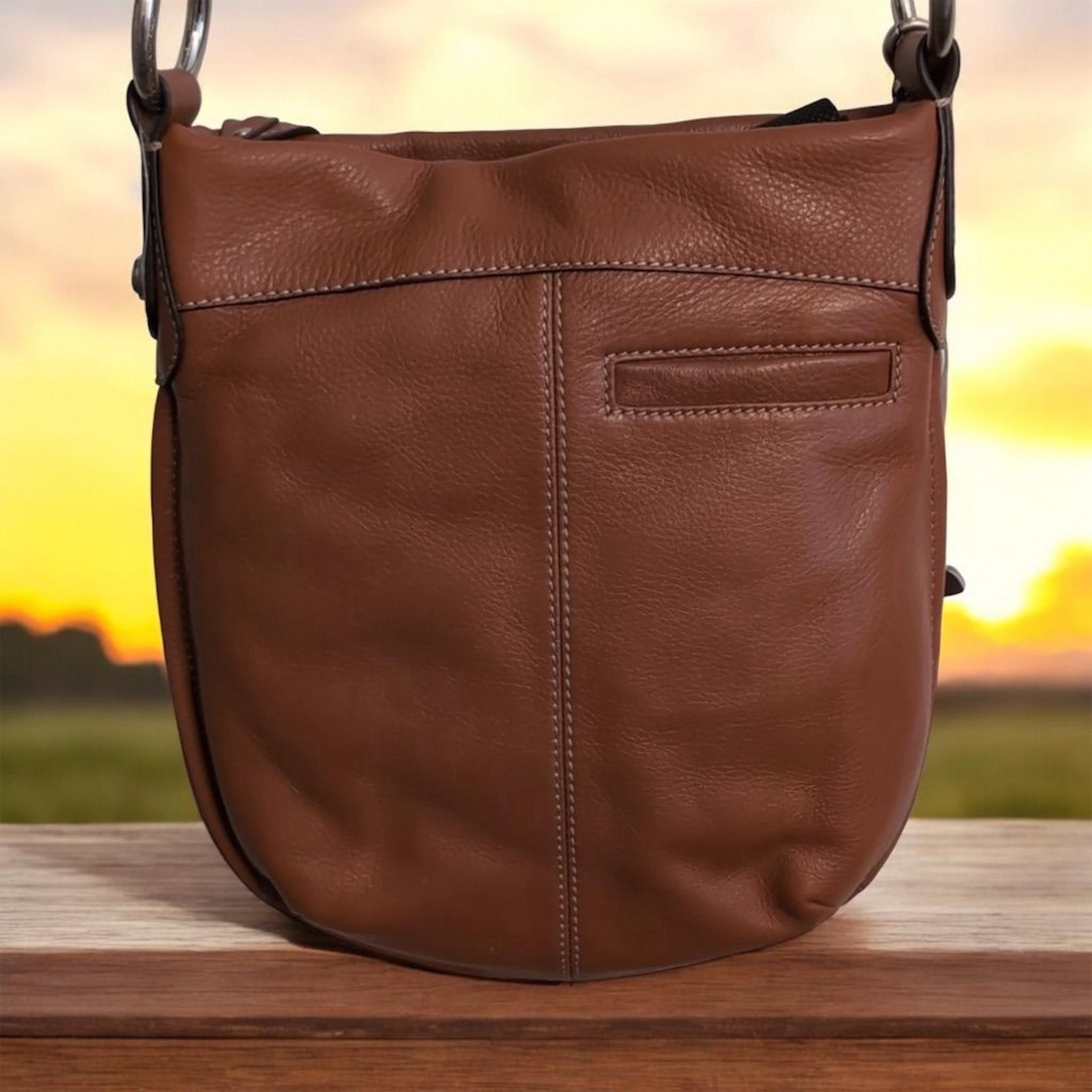 B. Makowsky Brown Leather Crossbody Bag Leopard Print Casual Women's