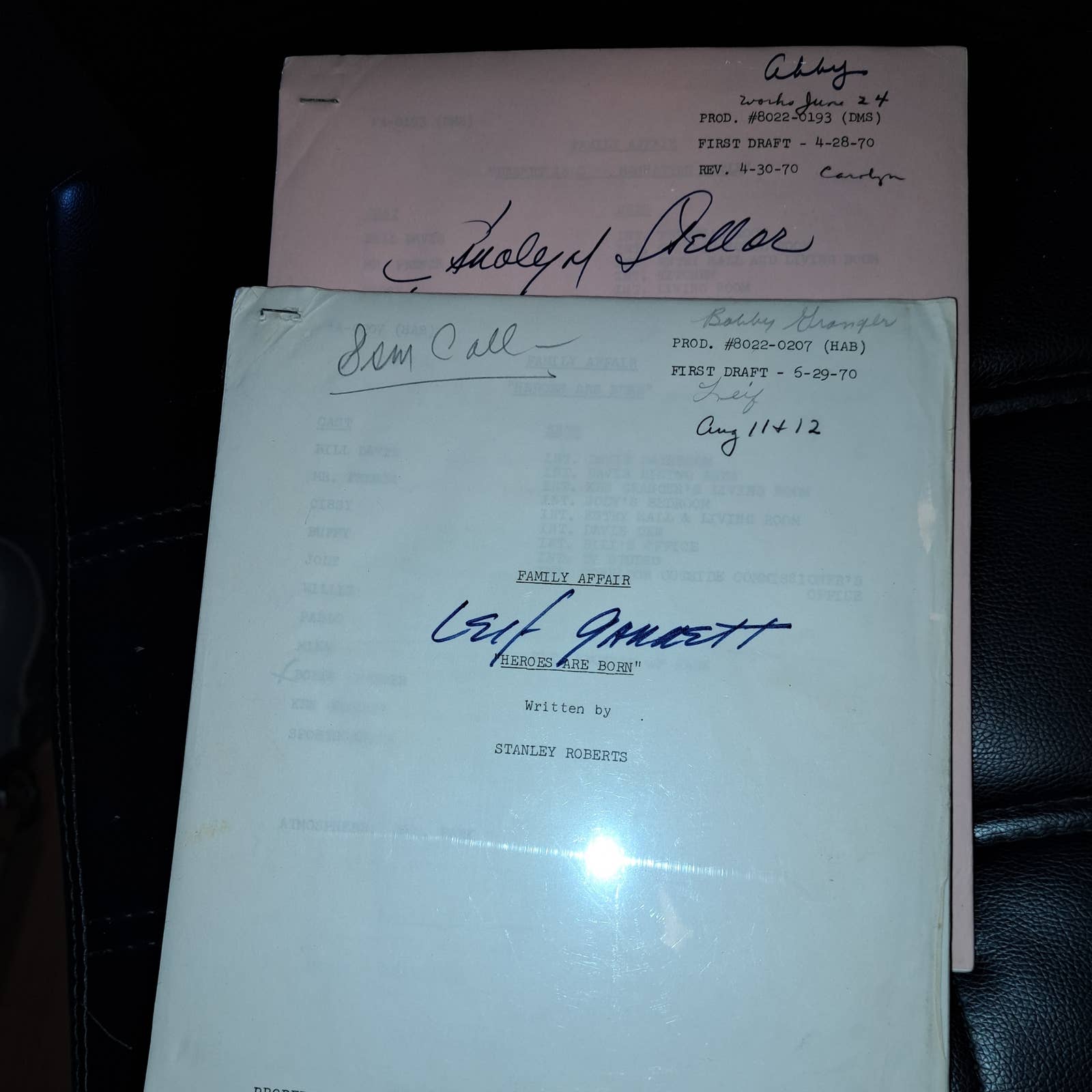 2 Well Preserved scripts from Family Affair -by Stanley Roberts & Elroy Schwartz