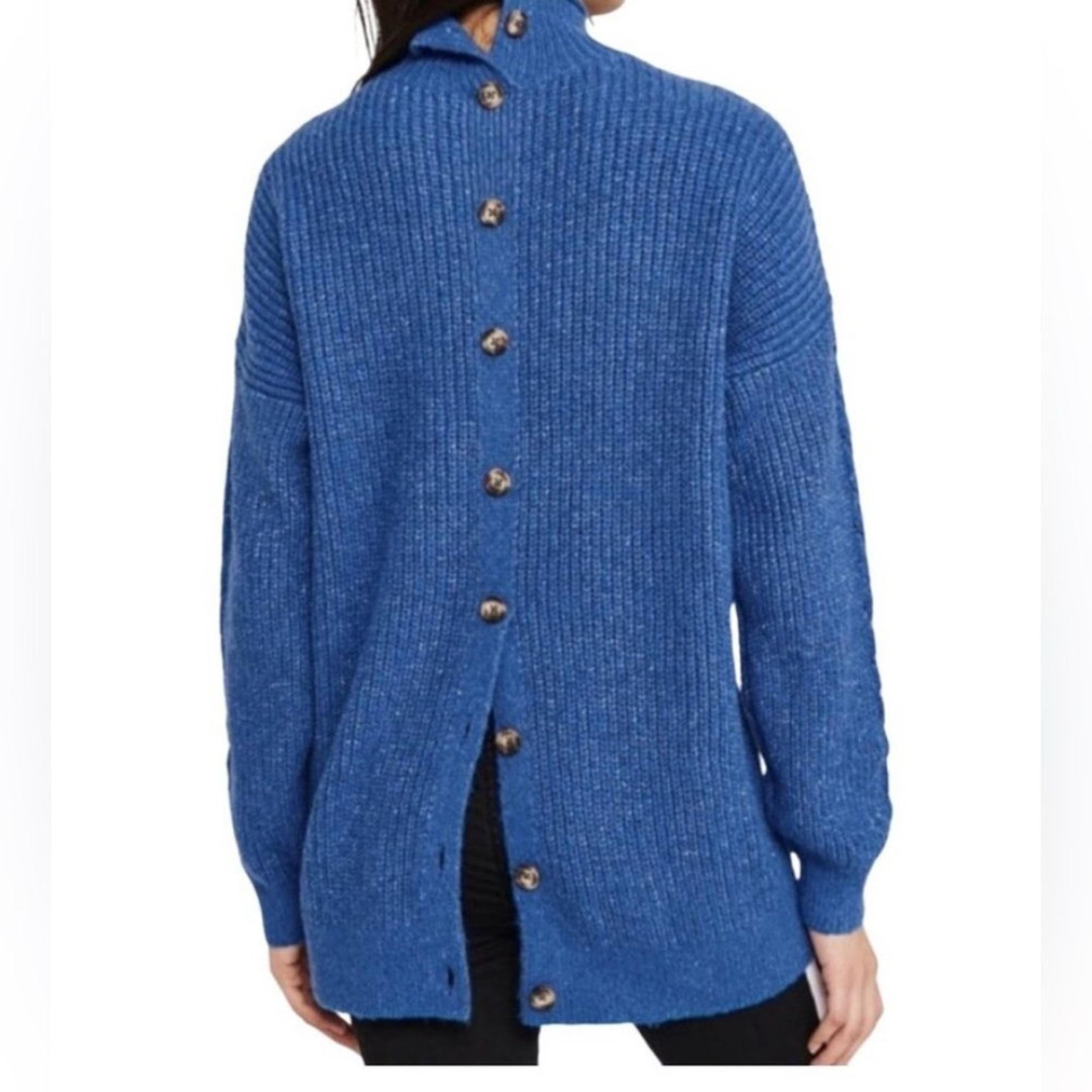 Abercrombie & Fitch Cozy Cable Knitted Blue Mock Turtleneck Sweater, Size XS