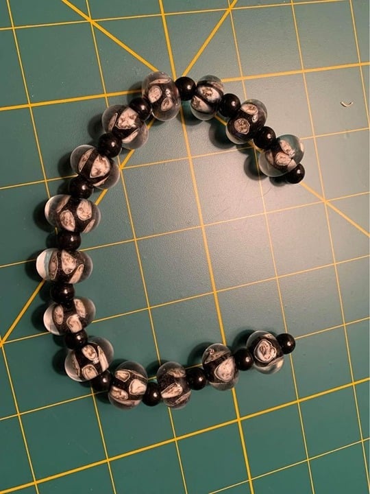 Handmade Black and Ivory Lampwork Glass Beads - New