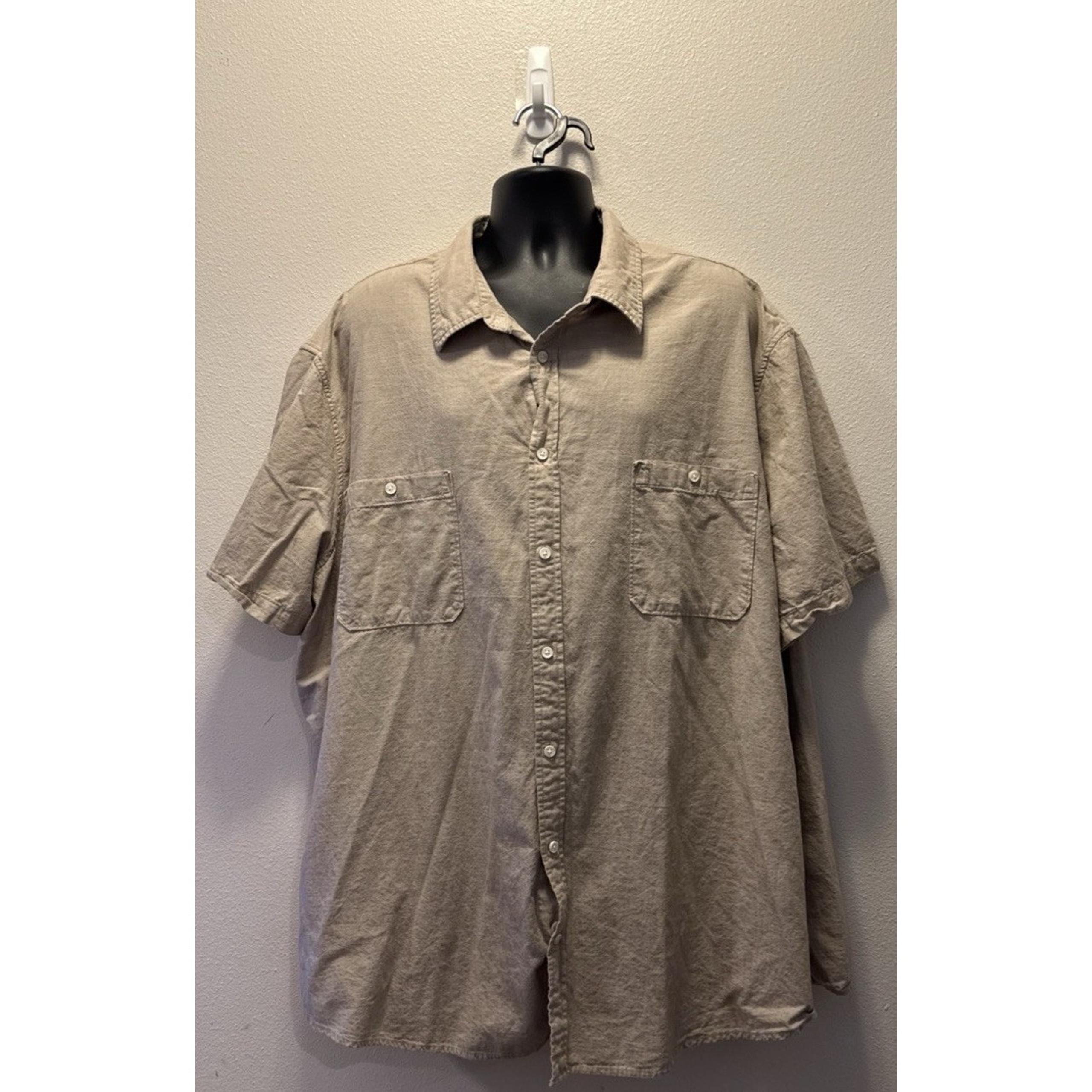Foundry Brown Button Down Size 4XLT 100% Cotton