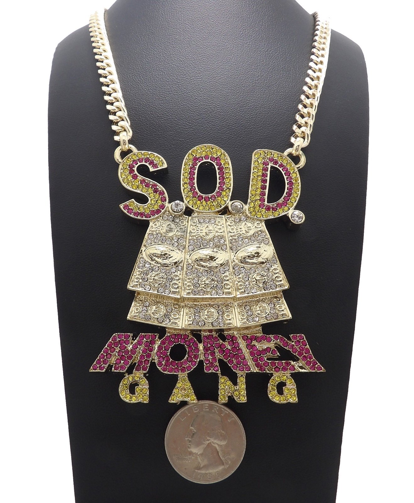 NEW ICED SOULJA BOY’S S.O.D MONEY GANG PENDANT & 6mm 30” CUBAN CHAIN