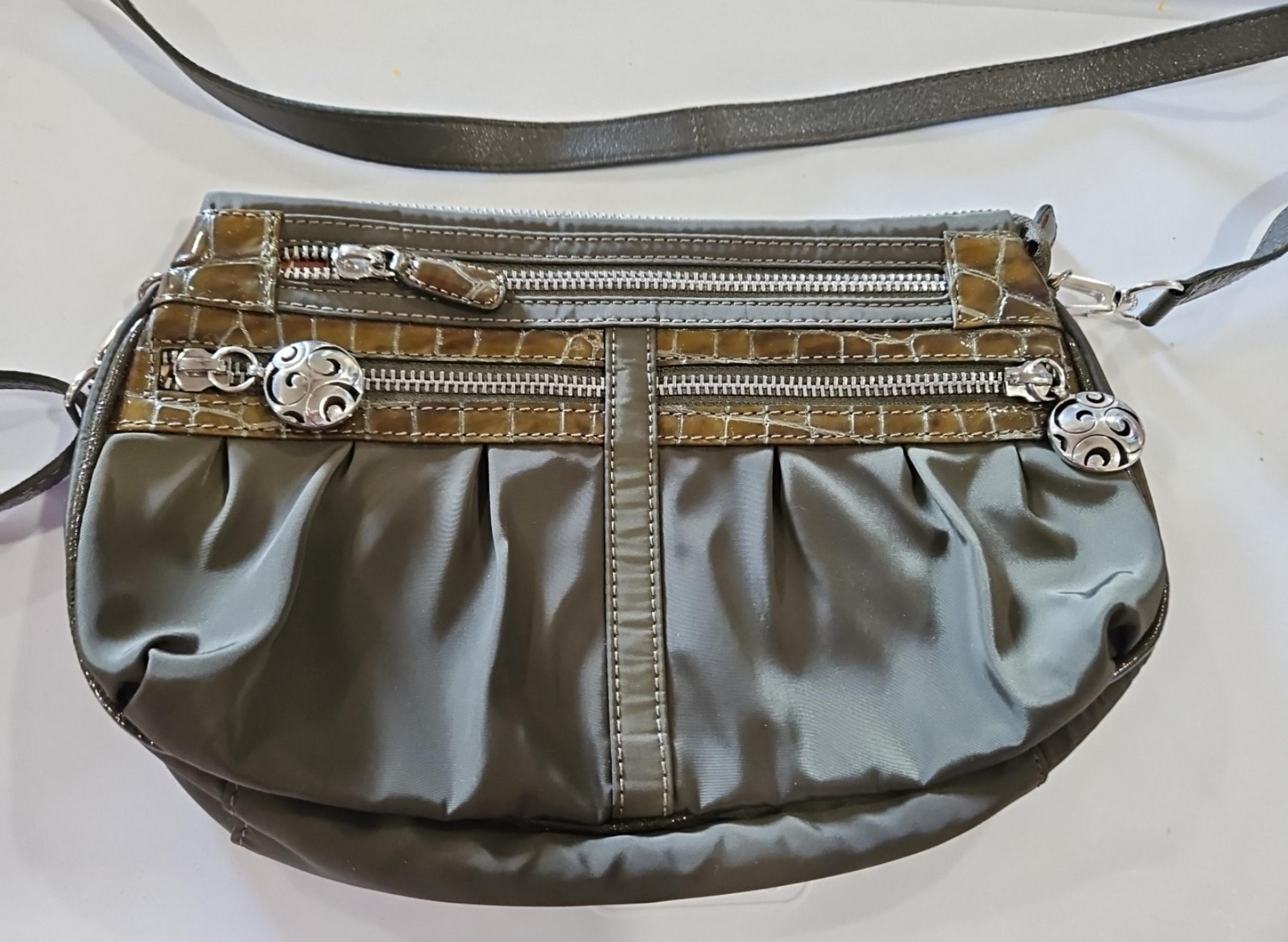 Brighton Spring Green Croc Nylon Trim Crossbody Bag