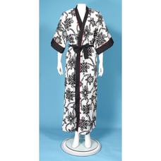 New Vintage MAMO HOWELL Hawaiian Aloha Muumuu Black White Floral Robe NWT /183