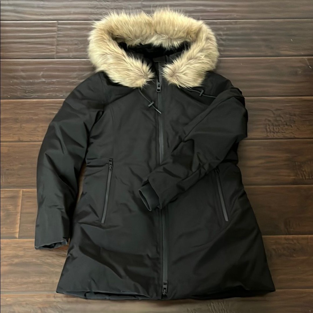 Zara Water Repellent Black Fur-Trimmed Winter Coat Parka Size M