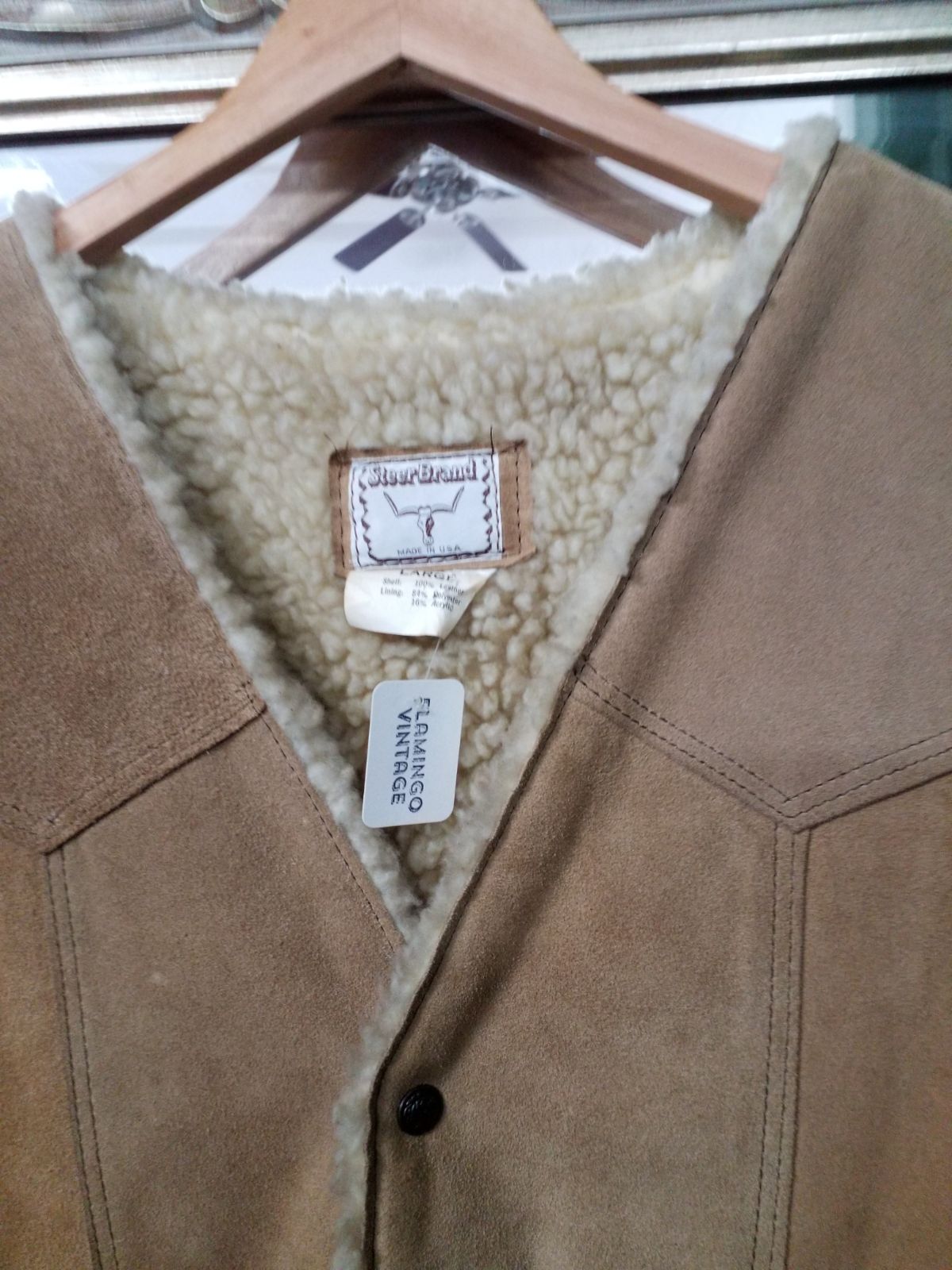 Large Suede Western Vest Shearling Lined