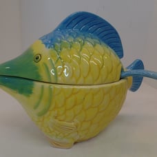 Mesa International Fish Soup Tureen Lid & Ladle Matched Set 14 L X 8 W X 8 T