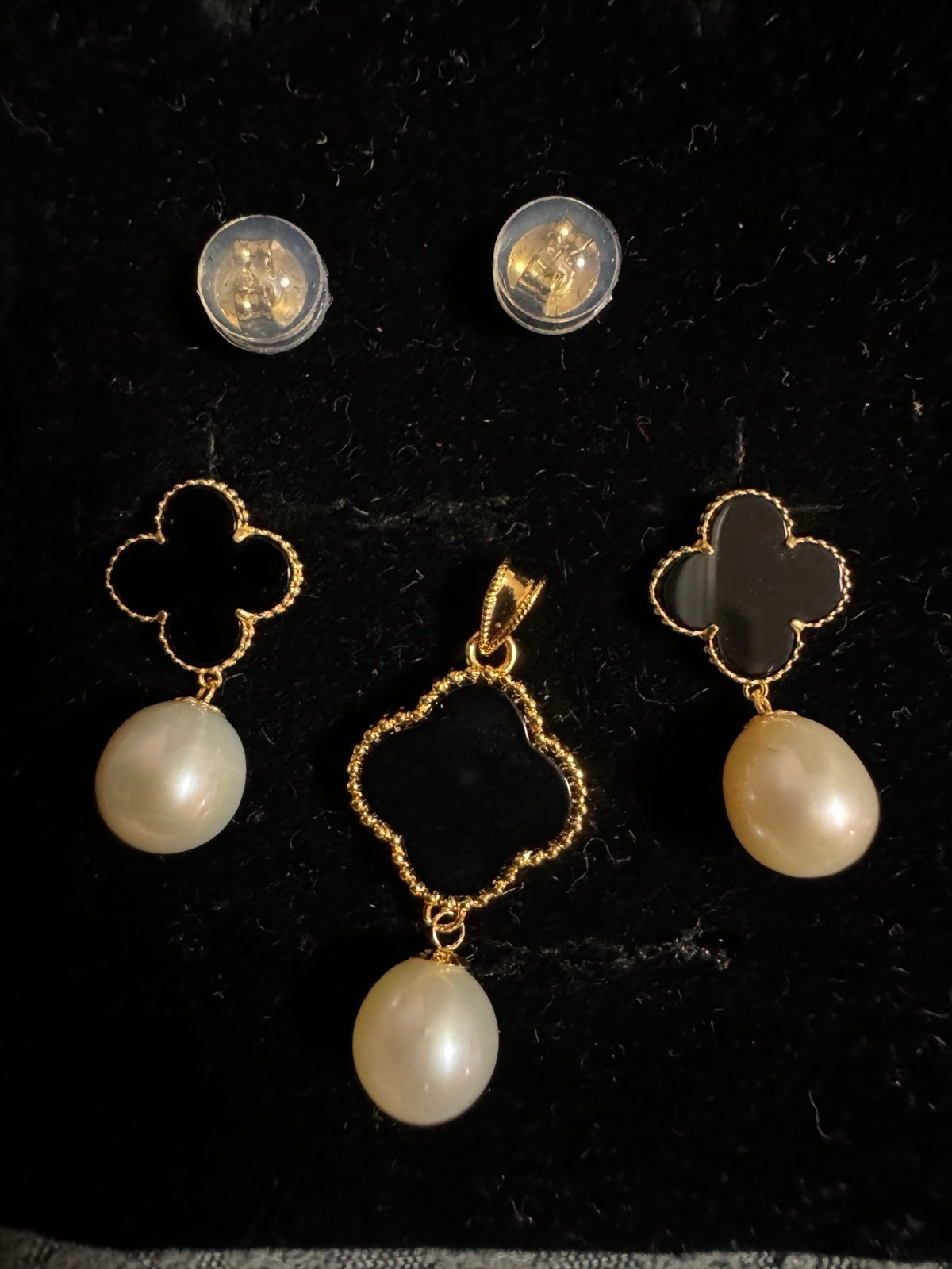 Black Clover Earrings and Pendant